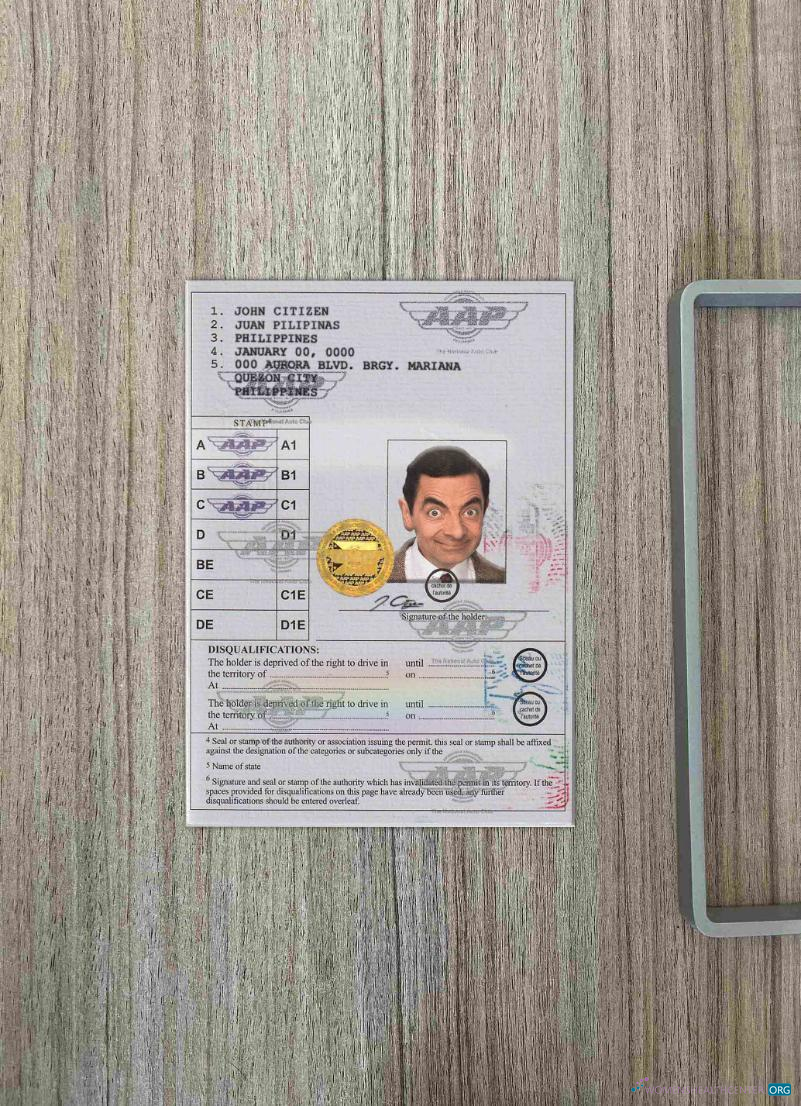 Philippines International driving permit (Vienna Convention format) photolook